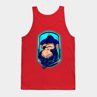 chimpanzee pirate illustration Tank Top